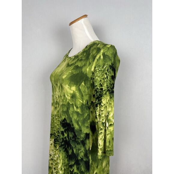Samantha Sung Floral Midi Dress Size 8 Green Abstract Art to Wear Colorful - Picture 5 of 12